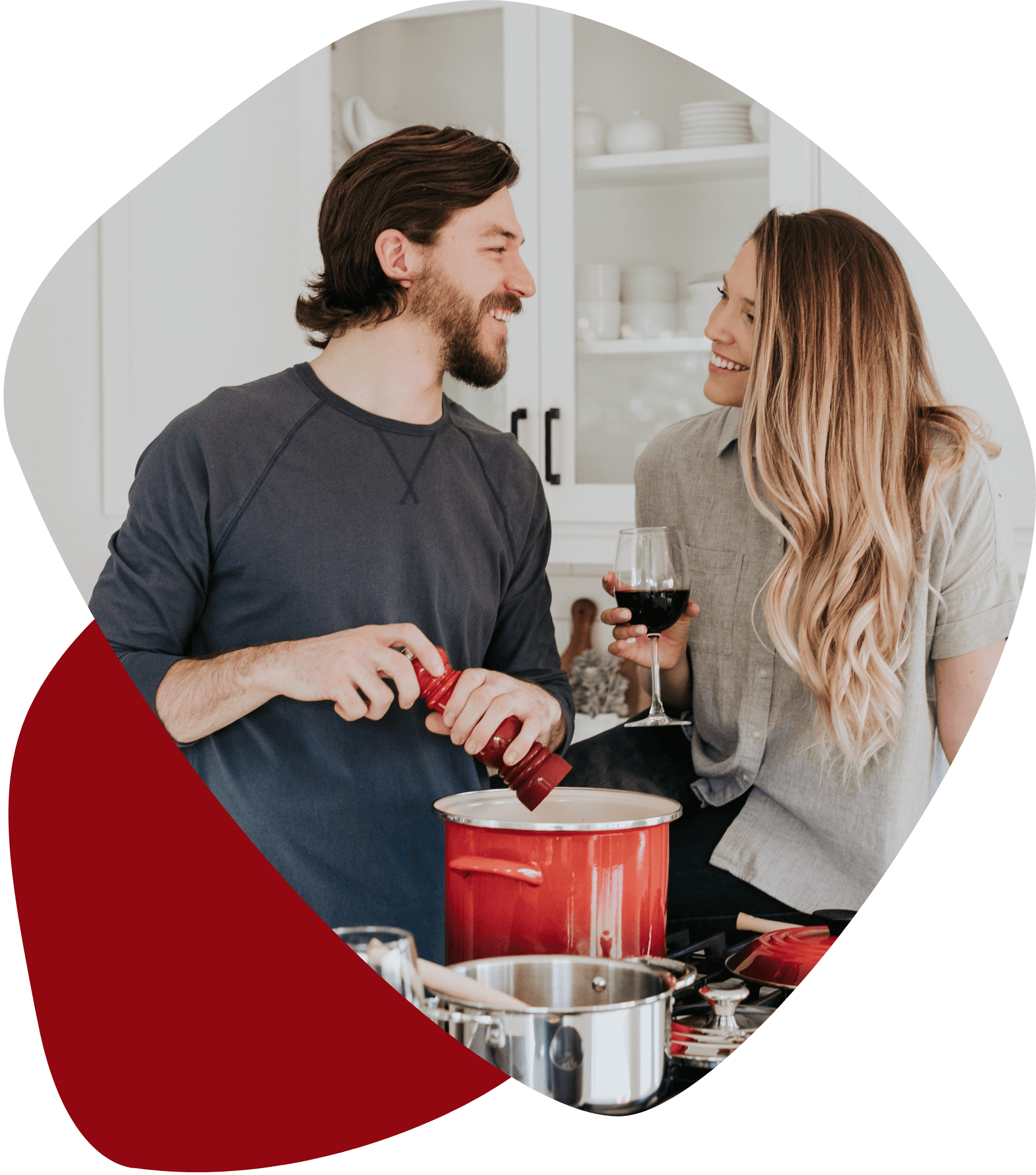 Couple cooking together